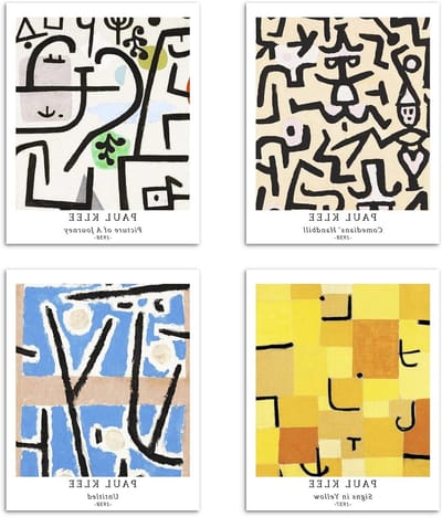 Abstracte Muurkunst - Geometrische Prints - Woonkamer Decoratie - Set van 4 - 8x10 Inch - Multicolor