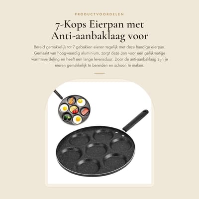 Dailygoods- Eierpan 7 Kop - Maifan Antiaanbaklaag - Gelijkmatig Verwarmd - Hittebestendig Handvat - Duurzaam Aluminium - Geschikt voor Thuis/Restaurant - Koekenpan