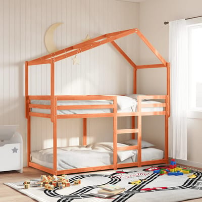 vidaXL - Kinderbedhuisje - 203x95,5x142 - cm - massief - grenenhout - wasbruin