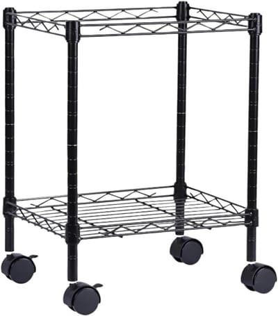Keuken Utility Trolley - Mobiele Kar - Keuken Opslag - Verstelbare Planken - 21 inch Hoog - Zwart