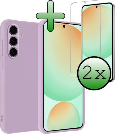 Hoesje Met 2x Screenprotector - Geschikt voor Samsung Galaxy S24 FE - Sterk & Shockproof - Back Cover - Siliconen Case - Telefoon Hoes - Lila