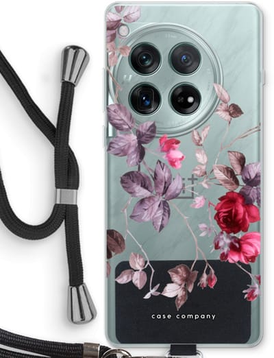 Case Company® - Hoesje met koord geschikt voor OnePlus 12r hoesje met Koord - Mooie bloemen - Telefoonhoesje met Zwart Koord - Bescherming aan alle Kanten en Over de Schermrand