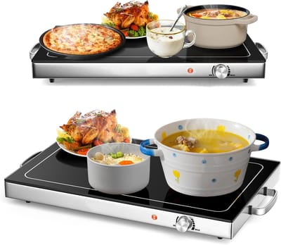 Elektrische Warmhoudplaat - Voedselverwarmer Buffet - Gerechten Warm Houden - Traploze Temperatuurregeling - 56x36cm Oppervlak - Zwart