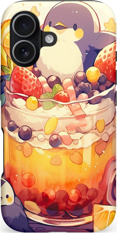 Casetastic hoesje geschikt voor Apple iPhone 17 - MagSafe - Dubbellaagse bescherming - Pinguïn Cocktail - Fashion Case - Crème Perzik Goud Koraal