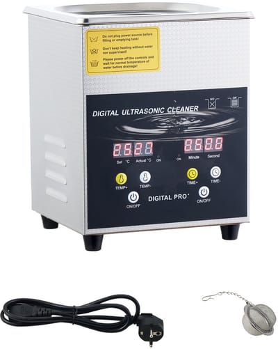 Verbeterde Ultrasoonreiniger, Professionele Digitale Laboratoriumreiniger van 2 Liter met Timer voor Grondige Reiniging van Sieraden en Onderdelen, 100 W Verwarmingselement, 60 W Ultrasoon Vermogen