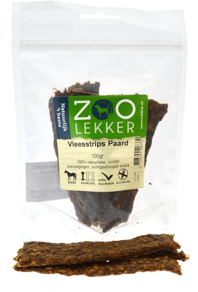 Zoolekker Vleesstrips Paard - hondensnacks - 100 gram