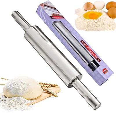 RVS Deegroller met Houten Handvatten, Antikleef Coating voor Perfect Bakken van Fondant, Pizza en Koekjes