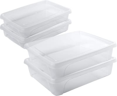 4x Voorraad/vershoudbakjes laag 0,5 en 2 liter transparant plastic/kunststof - 18 x 12 x 4 cm - 24 x 20 x 6 cm - Vienna - Vershouddoos bakje - Mealprep - Maaltijden bewaren