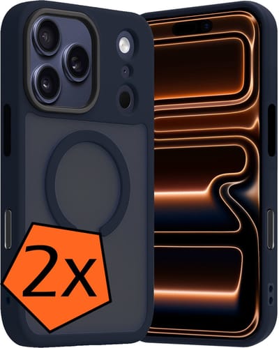 Hoes - 2 Stuks - Geschikt voor iPhone 17 Pro / 18 Pro - Magsafe Compatible - Sterk & Shockproof - Back Cover - Shock Proof Case - Telefoon Hoes - Donkerblauw