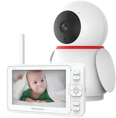 Babyfoon - met Camera - Baby Monitor - Binnencamera - CMOS - 2MP - 4800mAh - Nachtzicht - PTZ-camera - 1080P - Wit
