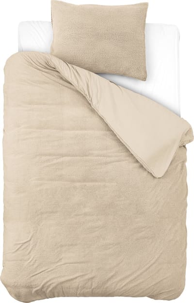 Sleeptime Teddy Dekbedovertrek - 140x200/220 + 1 kussenslopen 60x70 - Taupe - Eenpersoons