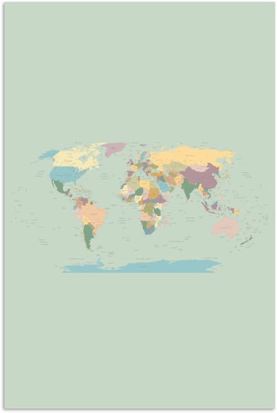 Poster 120x180 cm - Wereldkaart - Realistisch - Kaart - Posters - Kamer decoratie - Wanddecoratie woonkamer - Muurdecoratie slaapkamer XXL