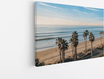 Saammp Canvas Schilderij - Strand met palmbomen - Landschap - Natuur - 45x30 - Foto op canvas - Wanddecoratie - Muurdecoratie Woonkamer - Slaapkamer decoratie - Canvas Print