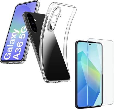 Silicone hoesje transparant met 1x Tempered glas Screen Protector Geschikt voor: Samsung Galaxy A36