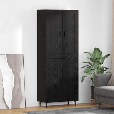 vidaXL - Highboard - 2 - st - Zwart - Eiken - 69,5 - x - 34 - x - 180 - cm - Bewerkt - hout