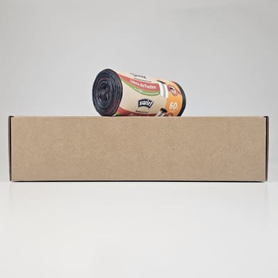 Swirl Vuilniszakken 60 Liter | Fixeerband | 180 Zakken | Gerecycled LDPE | 35 My | 68x73 cm - Pedaalemmerzakken 60 Liter, Swirl Fixeerbandzakken 60L