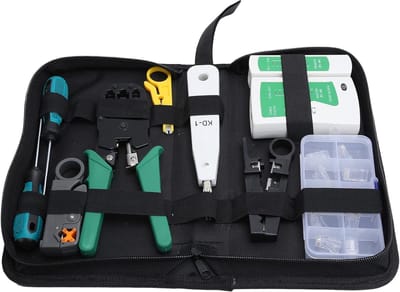Netwerk Tester Set - Kabeltester - Krimptang - Stripper - UTP, FTP, STP RJ45, RJ11 Testers - Inclusief Etui