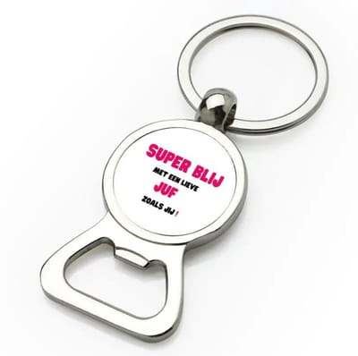 Akyol - super blij met een lieve juf zoals jij flesopener - Juf - leraressen - verjaardag - cadeautje voor juf - juf artikelen - kado - geschenk - collega's - 9 bij 3 cm