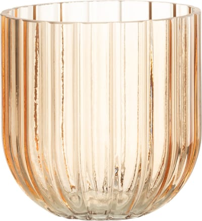 J-Line vaas Yari Strepen - glas - transparant/perzik - small - Ø 15 cm