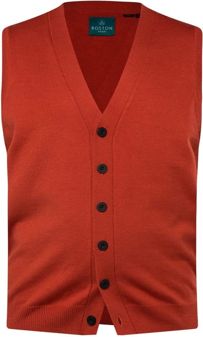 Boston Park - Heren - Gebreid vest V-hals - Terracotta - Maat 64+