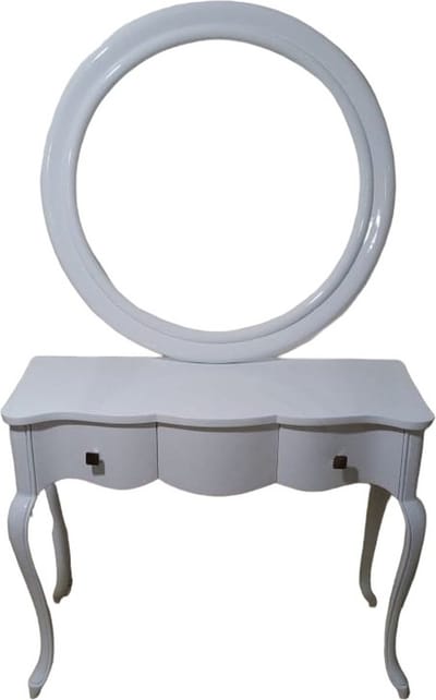 Barok ronde spiegel console wit