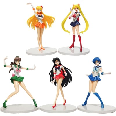 5 stuks Sailor Moon Actiefiguren Model Speelgoed Tsukino Usagi Tuxedo Venus Anime Collectie Decoratie Decor Cartoonpop Kinderen Cadeau white
