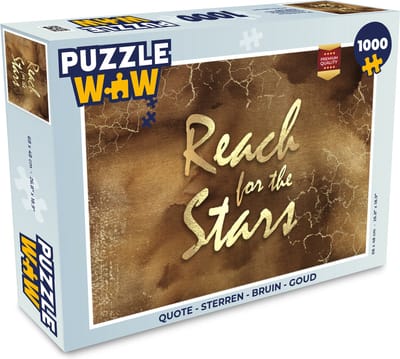 Puzzel Quote - Sterren - Bruin - Goud - Legpuzzel - Puzzel 1000 stukjes volwassenen