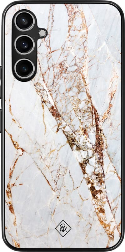 Casimoda® hoesje - Geschikt voor Samsung Galaxy A54 - Marmer Goud - Zwart TPU Backcover - Marmer - Goudkleurig