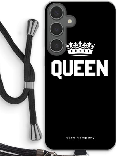 Case Company® - Hoesje met koord geschikt voor Samsung Galaxy S24 Plus hoesje met Koord - Queen zwart - Telefoonhoesje met Zwart Koord - Bescherming aan alle Kanten en Over de Schermrand