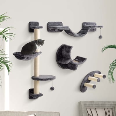 REDOM - Kattenkrabpaal - pluche - meerdere niveaus - tot 5 kg DARK GREY