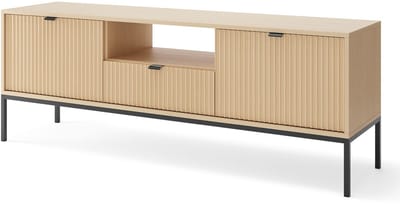 Selsey Vellore – TV-lowboard met lade en zwart frame, Eiken Vicenza-look, 154 c