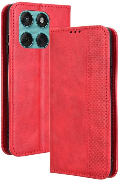 Coverup Hoesje - Geschikt voor Motorola Edge 60 / 60 Fusion Hoesje - Coverup Vintage Style Book Case - Rood
