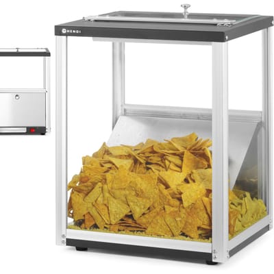 HENDI Nacho warmer – roestvast staal en glas – zwart – 35L – LED-verlichting