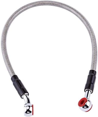Hoogwaardige Remolie Slang, Gevlochten Remlijn met Banjo Aansluiting, Geschikt voor de meeste Motoren (45cm - Grijs) - Duurzaam, Flexibel en Corrosiebestendig