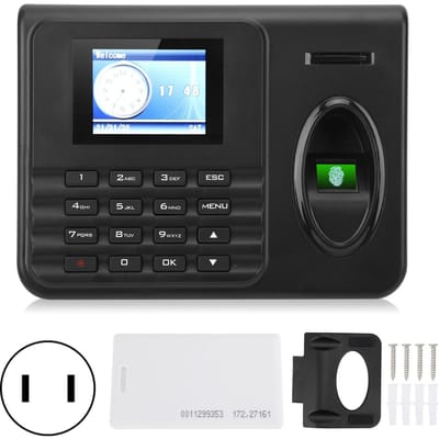 Machine de pointage avec écran couleur de 2,4 pouces, biométrie, empreinte digitale, mot de passe, arrivée, sortie