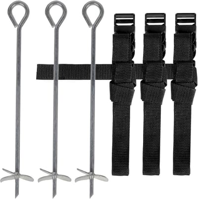 Trampoline Ankerset - Grondankers Set - Veiligheid Verhoging - Universele Pasvorm - 183 & 251 cm - Zwart