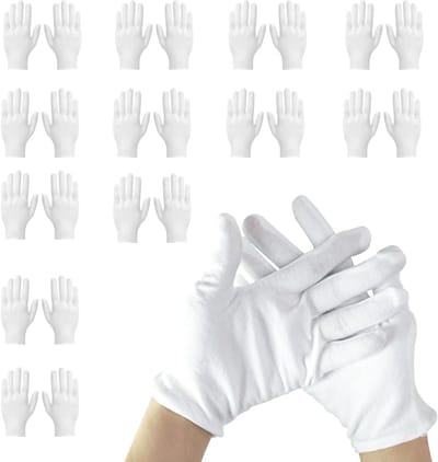 Zachte katoenen handschoenen voor handverzorging en vochtverzorging, ideaal voor SPA en droge handen, 12 paar
