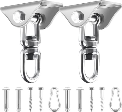 Schommelhaakset RVS - 360 Graden Draaibaar - 544 kg Draagvermogen - Voor Hangmat, Schommel of Yogahanger