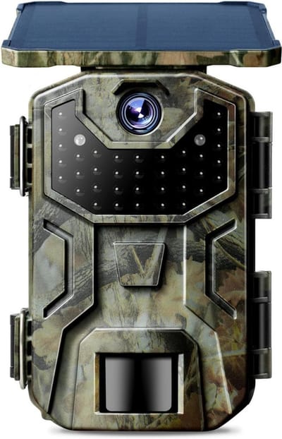 VIN® Wildcamera met Nachtzicht – Buitencamera - Wildcamera voor Buiten – Zonne-Energie – Nachtcamera Buiten Dieren - IP66 Waterdicht – Wildlife Camera’s – Infraroodcamera – Nachtcamera Wild Camera - Camouflage