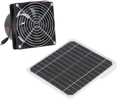 Dailygoody - Afzuigventilator op Zonne-energie - 50W 12V Zonnepaneelset - Batterijopslagbox - 6,5 Inch - Ventilatieventilator voor Schuur, Keuken, Kip...