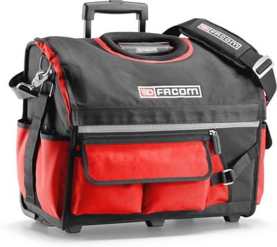 Gereedschapstas trolley met wielen – 550 x 440 x 360 mm, polyamide, rood