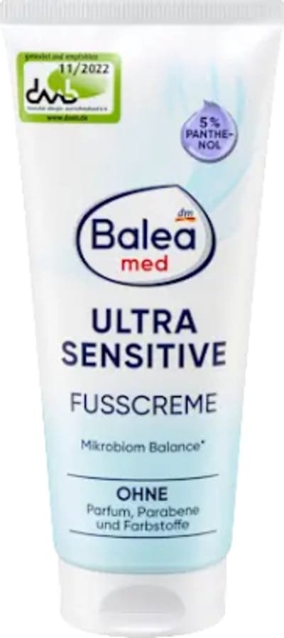 Balea Med Voetcrème - Ultra Sensitive Dode Zee | 1x 100 ml - Met 5% panthenol | Zonder parfum, parabenen en kleurstoffen