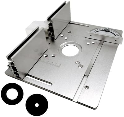 Dailygoody - Houtbewerkingsfreestafel-inzetplaat - Freesplaat met verstelbare schuifhek - 26,6 x 22,3 x 8,1 cm - Geschikt voor trimmachine - Veilig en...