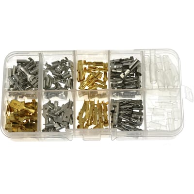 Kit de bornes de fil 150 pièces, 6.3/4.8/2.8mm, mâle et femelle, ensemble de connecteurs de pelle de voiture pour moto, vélo et voiture 150PCS