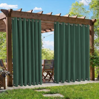 Qelus Verduisterende Buitengordijnen Winddicht - Extra Breed Outdoor Gordijn Waterdicht met Dubbele Oogjes - Balkongordijn - Rideau Occultant - 254x213cm - Groen(1 Stuk)