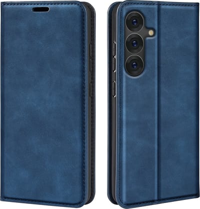 MobyDefend Hoesje - Geschikt voor Samsung Galaxy S25 - Luxe Wallet Bookcase (Magnetische Sluiting) - Blauw