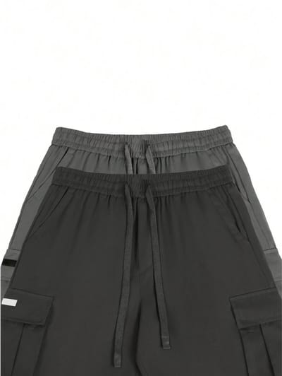 Livano Korte Broek Heren - Cargobroek - Spijkerbroek - met Zakken - Volwassenen - Jongens - Shorts - 2 Pcs - Zwart + Grijs - Maat S