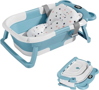 Draagbaar Opvouwbaar Babybad voor Baby's 0-36 Maanden - Lichtblauw