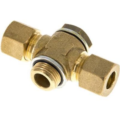 10mm & G3/8'' Brass T-stuk Knelfitting Buitendraad 95bar Verzinkt staal, met NBR inzet DIN EN 1254-2