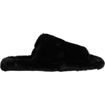 Dolce & Gabbana Zwarte Polyester Fluwelen Slip-On Slipperschoenen